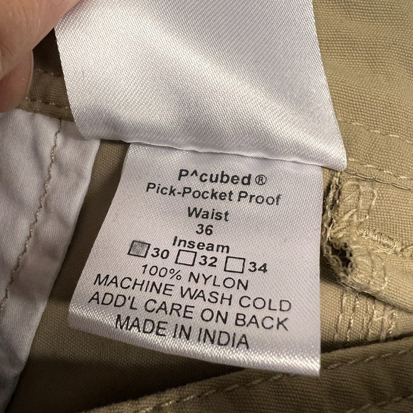 Clothing Arts 36x30 Black P^Cubed Pick Pocket Proof Pants Khaki Travel Chino - Picture 6 of 10